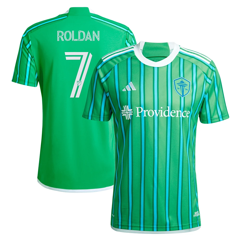 Men's adidas Cristian Roldan Green Seattle Sounders FC 2024 The Anniversary Kit Replica Player Jersey