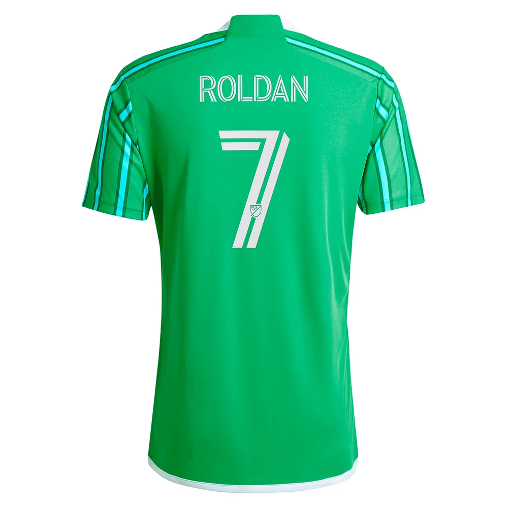 Maillot de joueur réplique pour homme adidas Cristian Roldan vert Seattle Sounders FC 2024 The Anniversary Kit