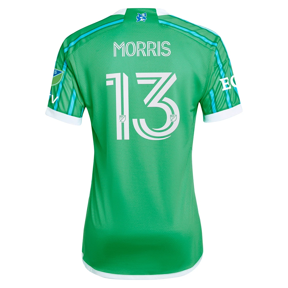 Maillot de joueur authentique Jordan Morris Green Seattle Sounders FC 2024 The Anniversary Kit pour homme