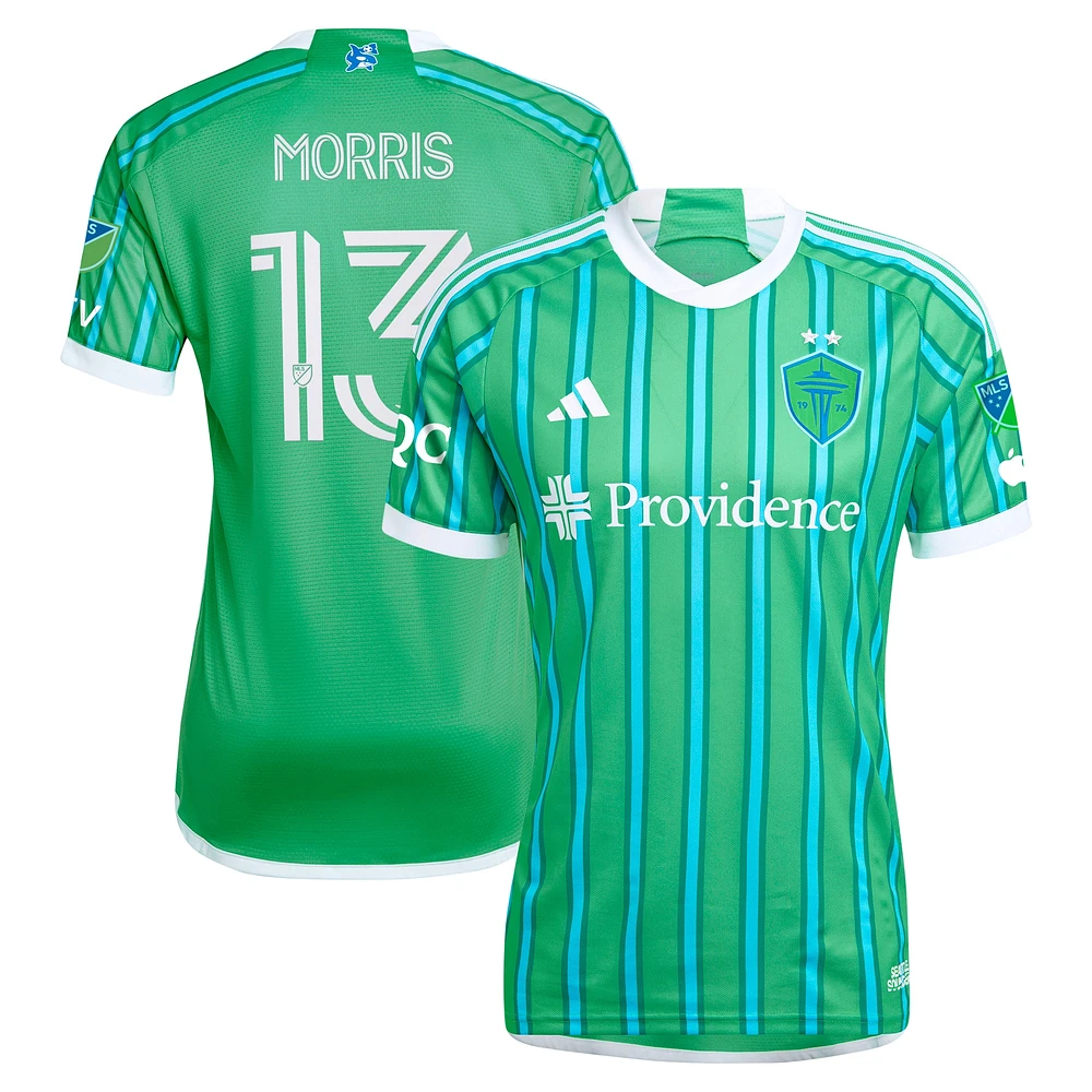 Maillot de joueur authentique Jordan Morris Green Seattle Sounders FC 2024 The Anniversary Kit pour homme