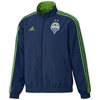 Men's adidas Navy/Green Seattle Sounders FC 2023 On-Field Anthem Full-Zip Reversible Team Jacket