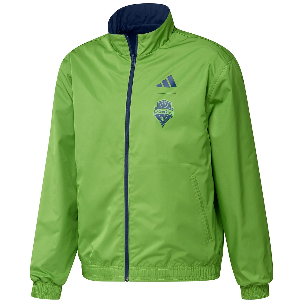 Veste réversible entièrement zippée pour homme adidas Seattle Sounders FC 2023 On-Field Anthem