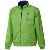 Veste réversible entièrement zippée pour homme adidas Seattle Sounders FC 2023 On-Field Anthem