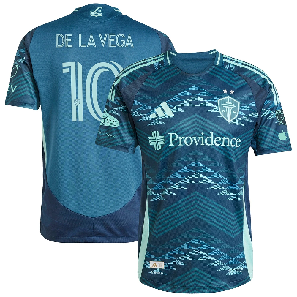 Maillot de joueur authentique adidas Pedro la Vega Blue Seattle Sounders FC 2025 The Salish Sea Kit pour homme