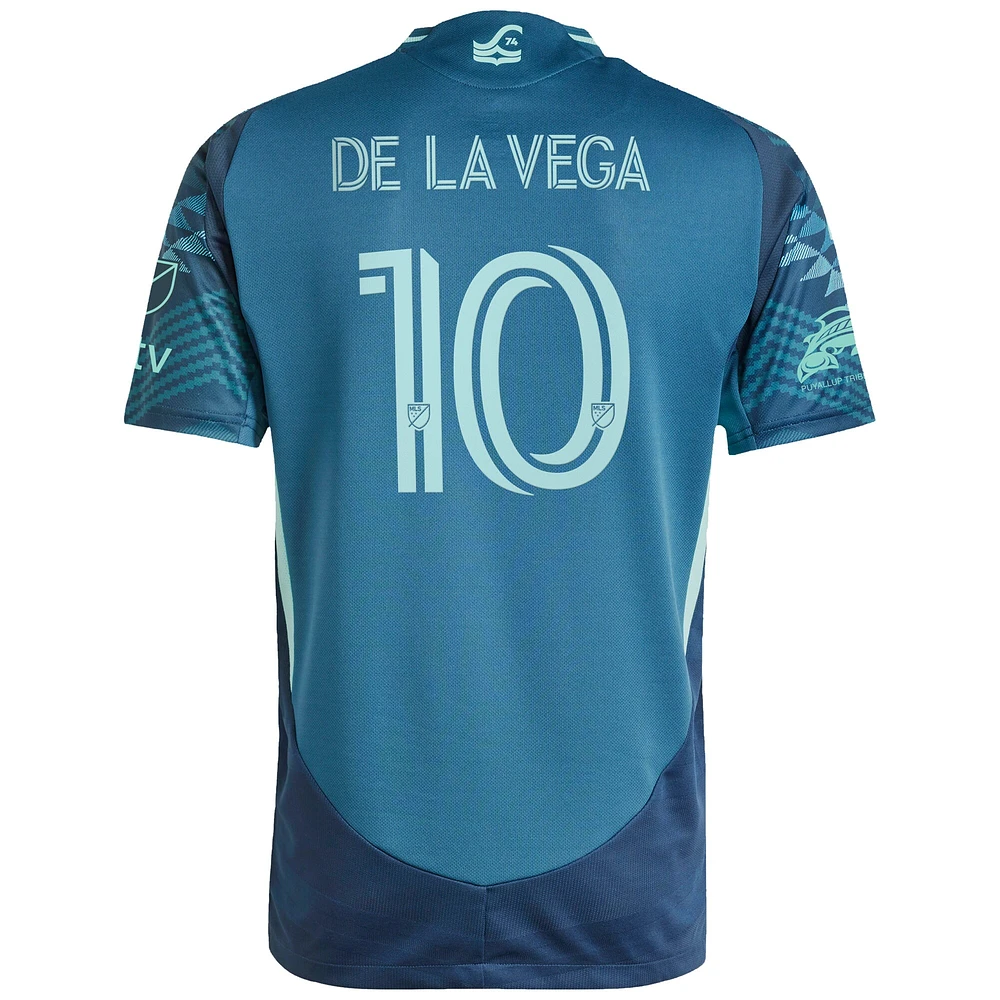 Maillot de joueur authentique adidas Pedro la Vega Blue Seattle Sounders FC 2025 The Salish Sea Kit pour homme