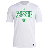 T-shirt adidas blanc Seattle Sounders FC 2024 Jersey Hook AEROREADY pour homme