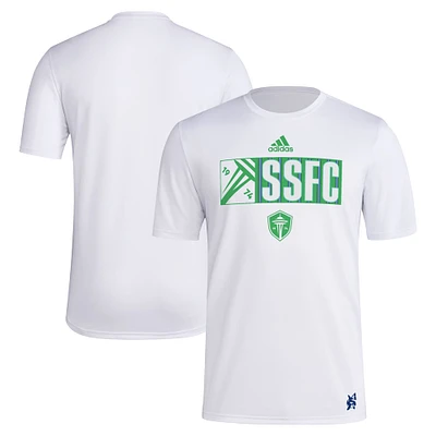 T-shirt adidas blanc Seattle Sounders FC 2024 Jersey Hook AEROREADY pour homme