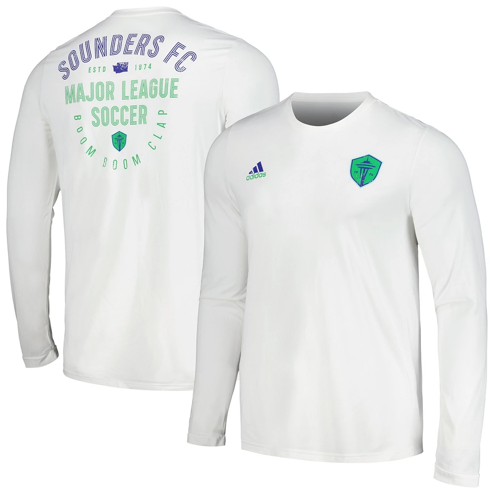 T-shirt adidas à manches longues Seattle Sounders FC Local Stoic pour homme, blanc