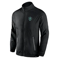 Veste noire à fermeture éclair intégrale Seattle Sounders FC Header Raglan de marque Fanatics pour hommes