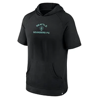 Men's Fanatics Black Seattle Sounders FC Match Raglan Short Sleeve Pullover Hoodie