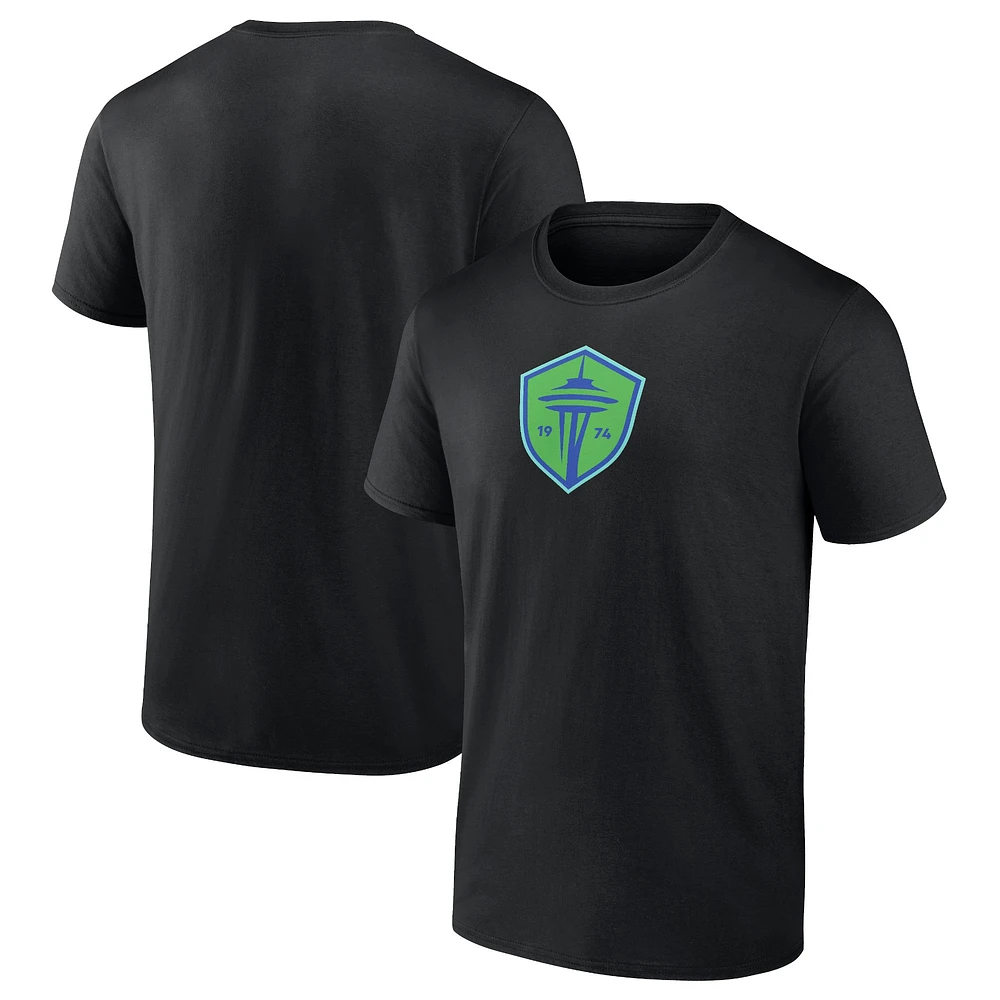 T-shirt noir avec logo principal des Seattle Sounders FC de marque Fanatics pour hommes