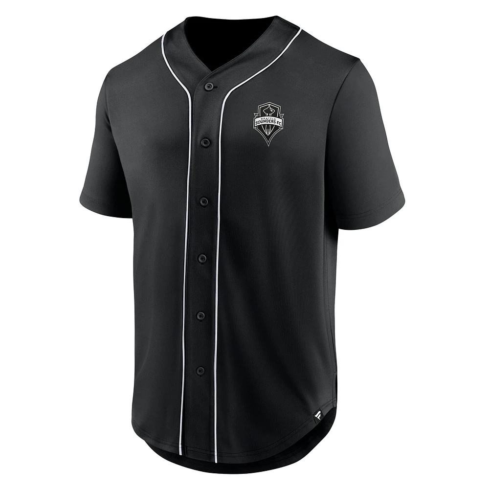 Men's Fanatics Black Seattle Sounders FC Third Period Fashion Baseball Button-Up Jersey