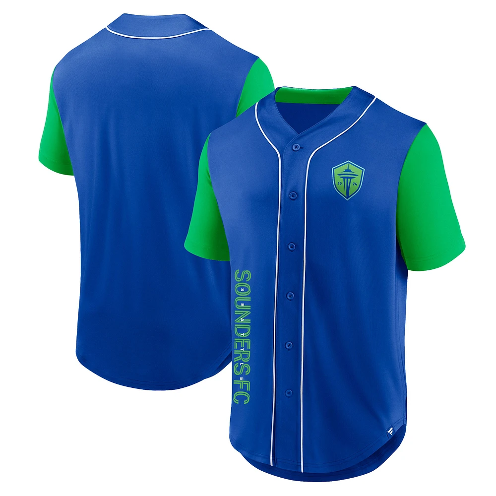 Maillot de baseball bleu Seattle Sounders FC Balance Fashion pour hommes marque fanatiques