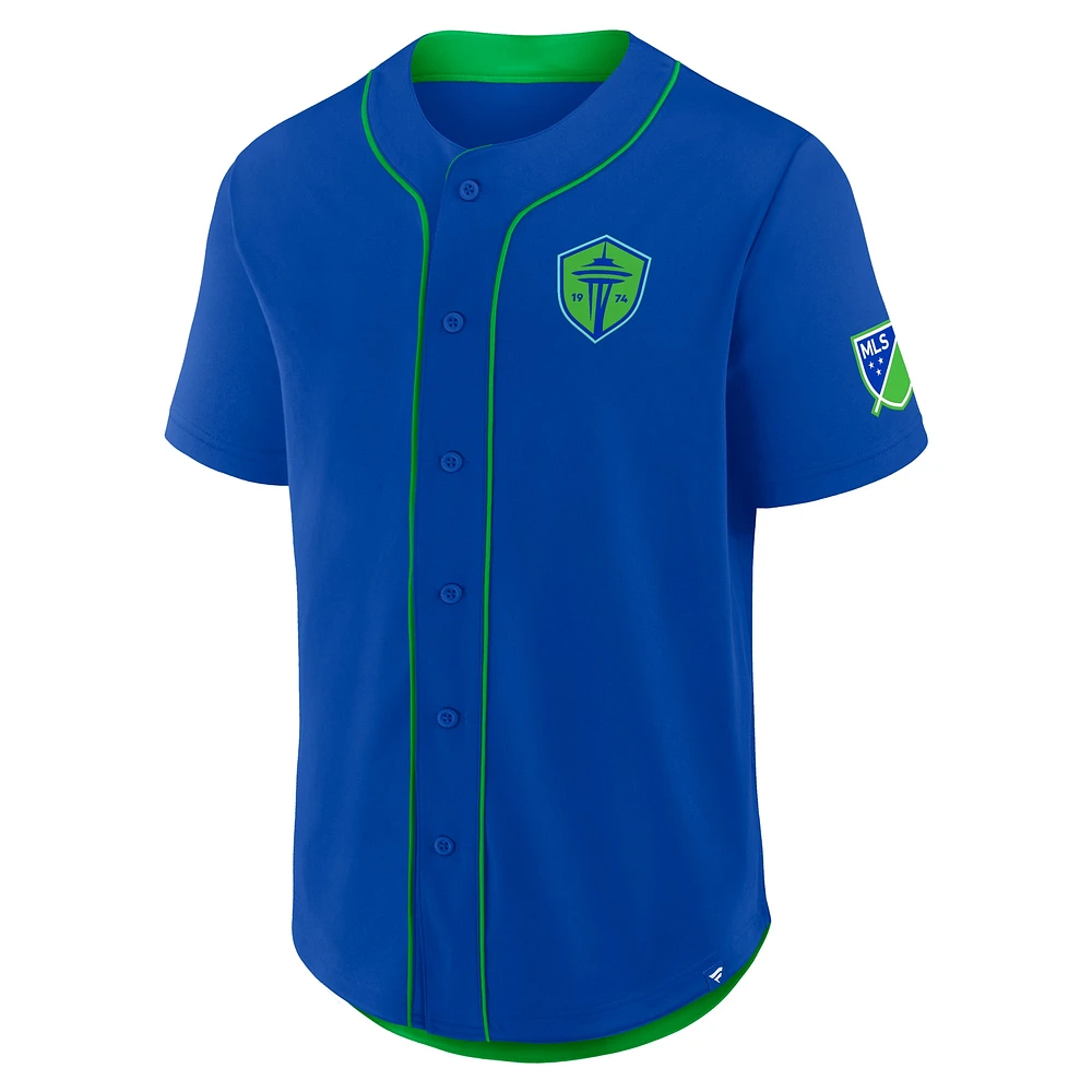 Men's Fanatics Blue Seattle Sounders FC Injury Time Baseball Jersey