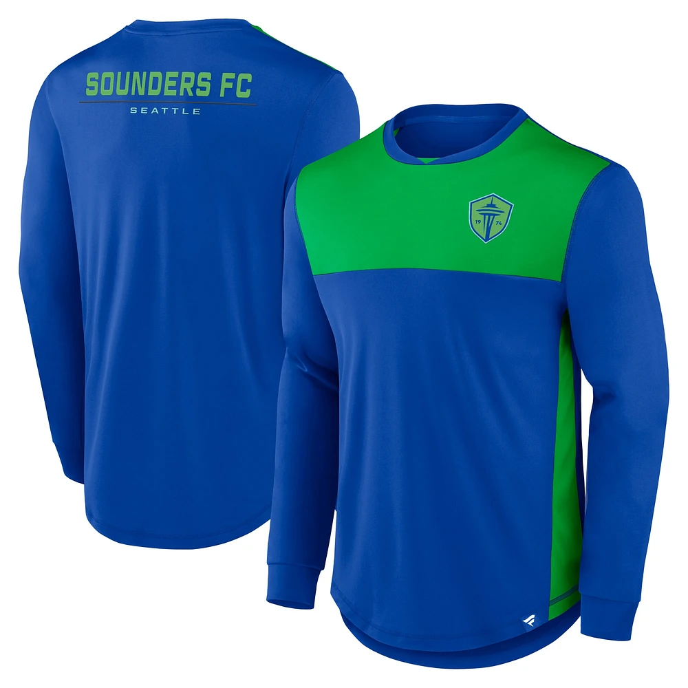 Men's Fanatics Blue Seattle Sounders FC Mid Goal Long Sleeve T-Shirt