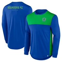 T-shirt bleu à manches longues Seattle Sounders FC Mid Goal de marque Fanatics pour hommes