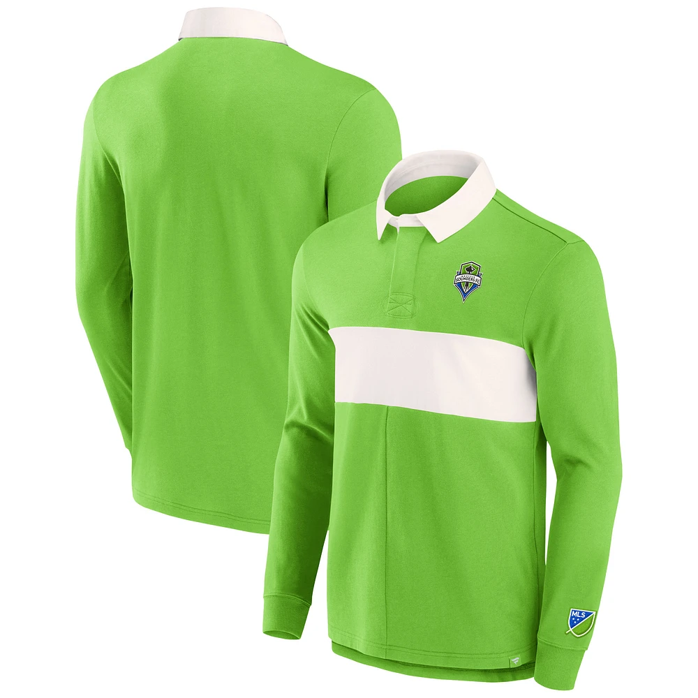 Polo à manches longues vert Seattle Sounders FC Penalty Kick de marque Fanatics pour homme