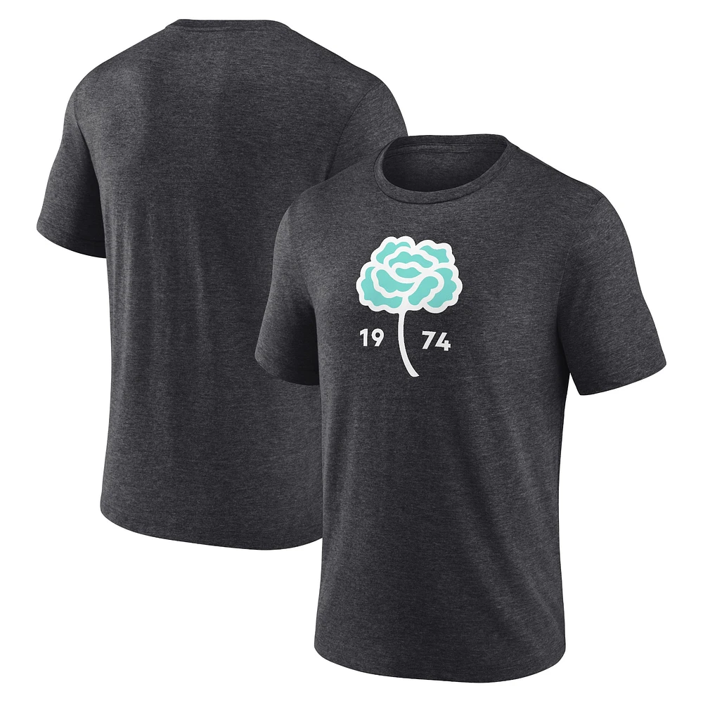 T-shirt tri-mélange en détresse de marque fanatiques pour hommes Heather Charcoal Seattle Sounders FC