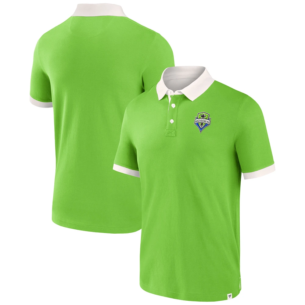 Men's Fanatics Rave Green Seattle Sounders FC Second Period Polo Shirt