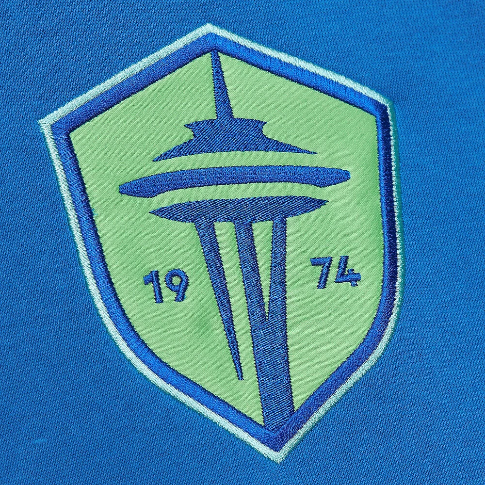 Sweat à capuche en polaire bleu Mitchell & Ness Seattle Sounders FC Crest pour hommes