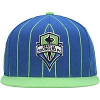 Men's Mitchell & Ness Blue Seattle Sounders FC Team Pin Snapback Hat