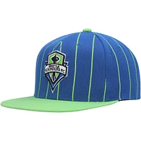 Men's Mitchell & Ness Blue Seattle Sounders FC Team Pin Snapback Hat