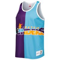 Men's Mitchell & Ness Purple/Blue Seattle Sounders FC Sublimated Split Logo Tank Top