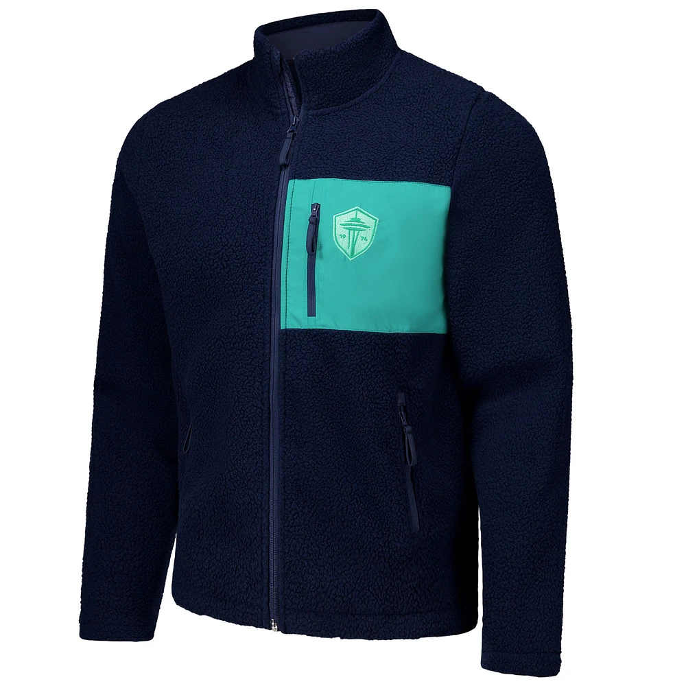 Men's Navy Seattle Sounders FC Pile Full-Zip Jacket