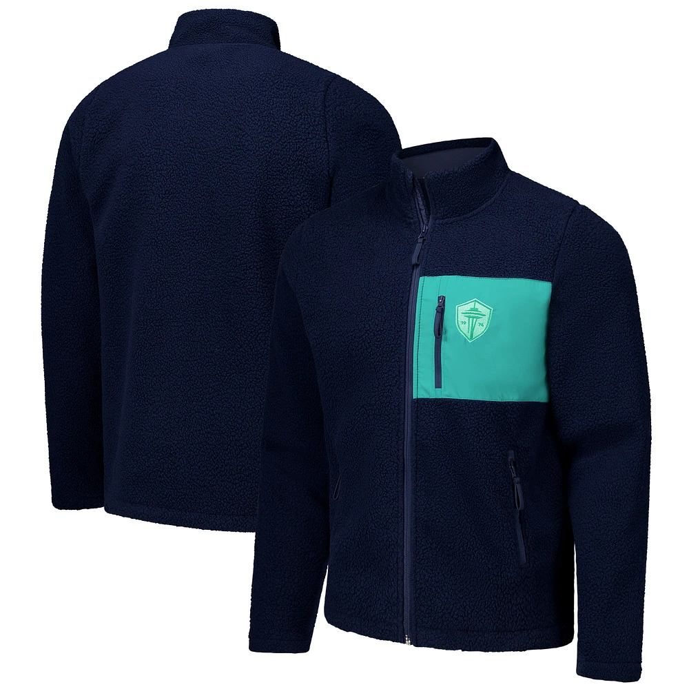 Men's Navy Seattle Sounders FC Pile Full-Zip Jacket