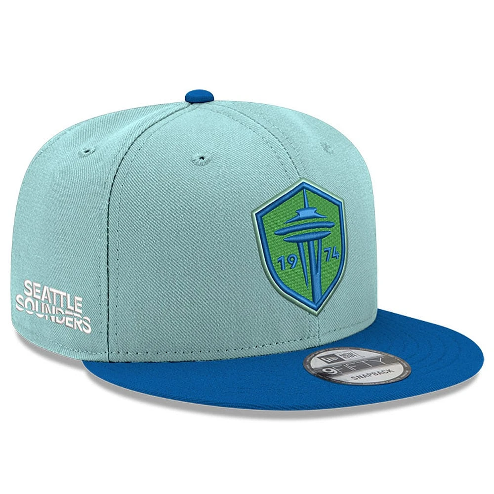 Casquette Snapback 9FIFTY Snapback New Era Aqua Seattle Sounders FC 2024 pour homme