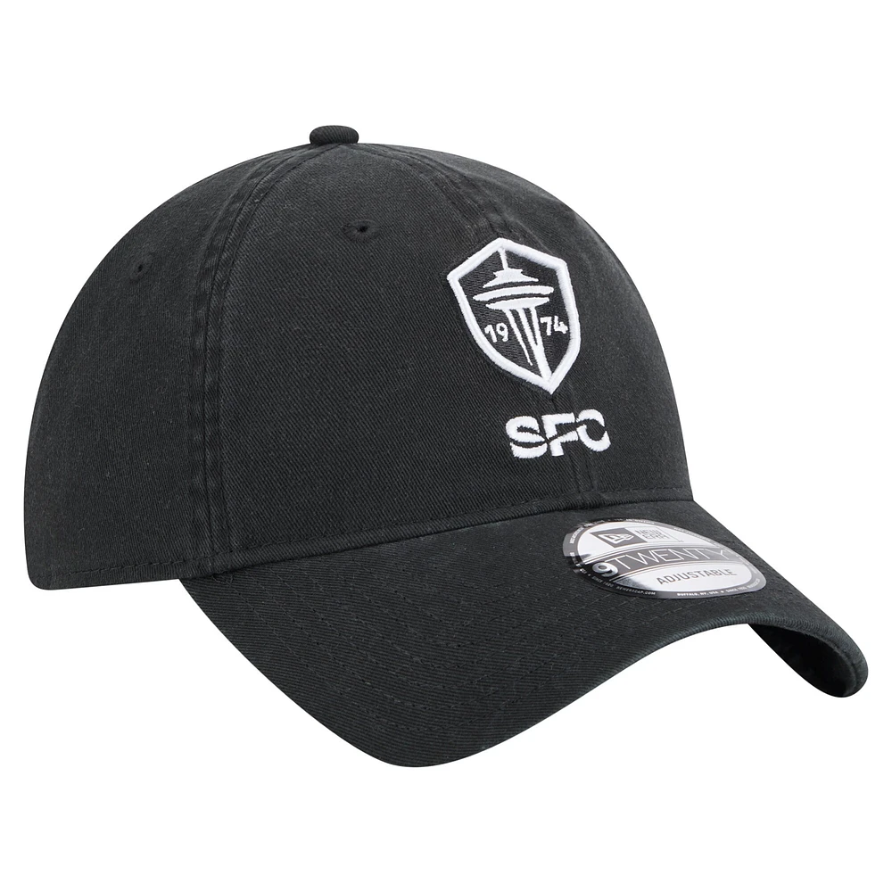 Casquette ajustable Seattle Sounders FC 2025 Kickoff 9TWENTY noire New Era pour homme