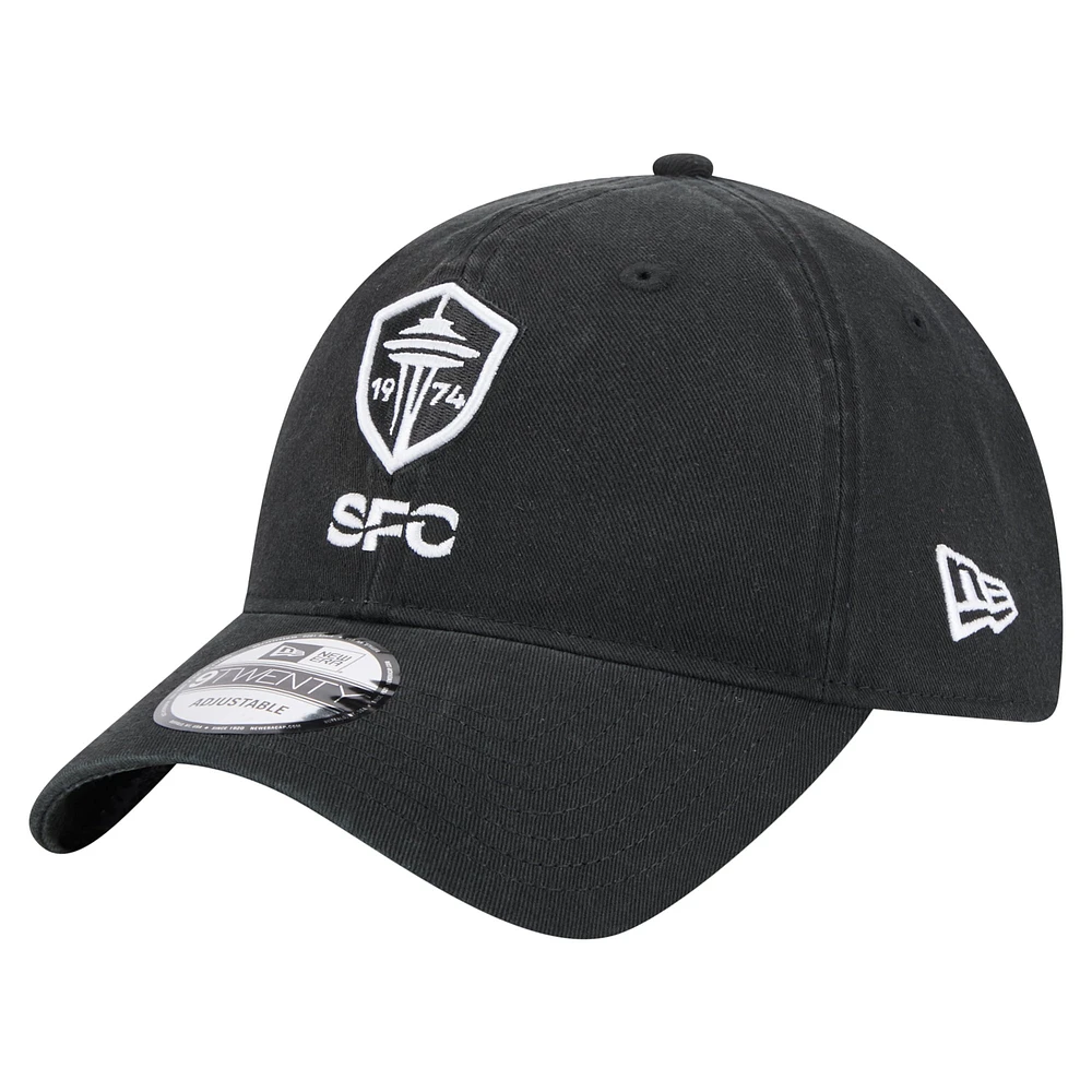 Casquette ajustable Seattle Sounders FC 2025 Kickoff 9TWENTY noire New Era pour homme
