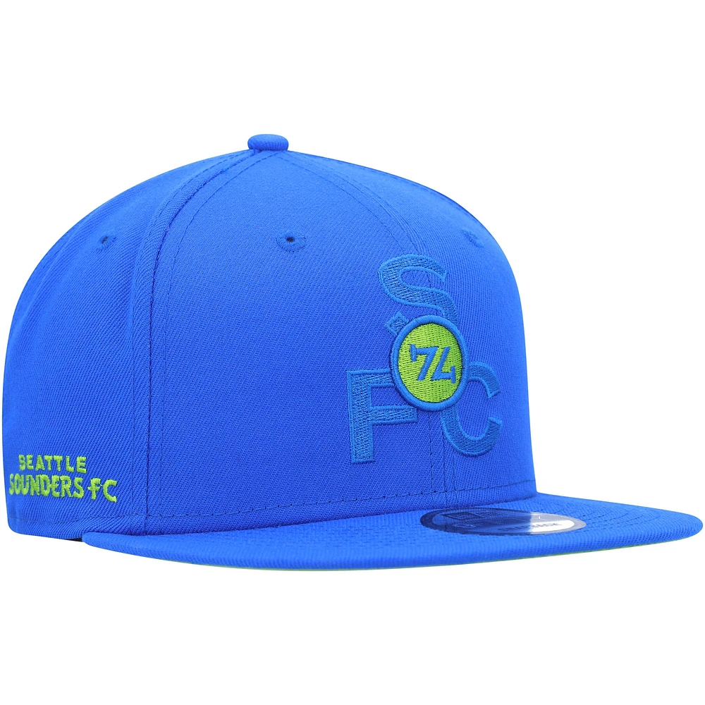 Men's New Era Blue Seattle Sounders FC Kick Off 9FIFTY Snapback Hat