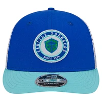 Men's New Era Blue Seattle Sounders FC Throwback Trucker Low Profile 9FIFTY Snapback Hat