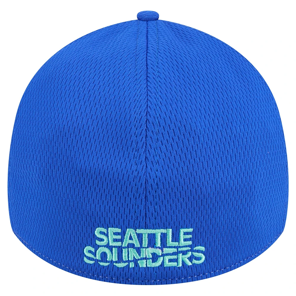 Casquette flexible New Era Seattle Sounders FC Throwback 39THIRTY pour hommes, gris/bleu