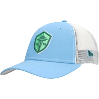 Men's New Era Light Blue Seattle Sounders FC Sky Crest 9FORTY Trucker Adjustable Hat