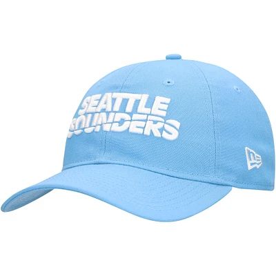 Casquette réglable bleu clair Seattle Sounders FC Wordmark 9TWENTY New Era pour hommes