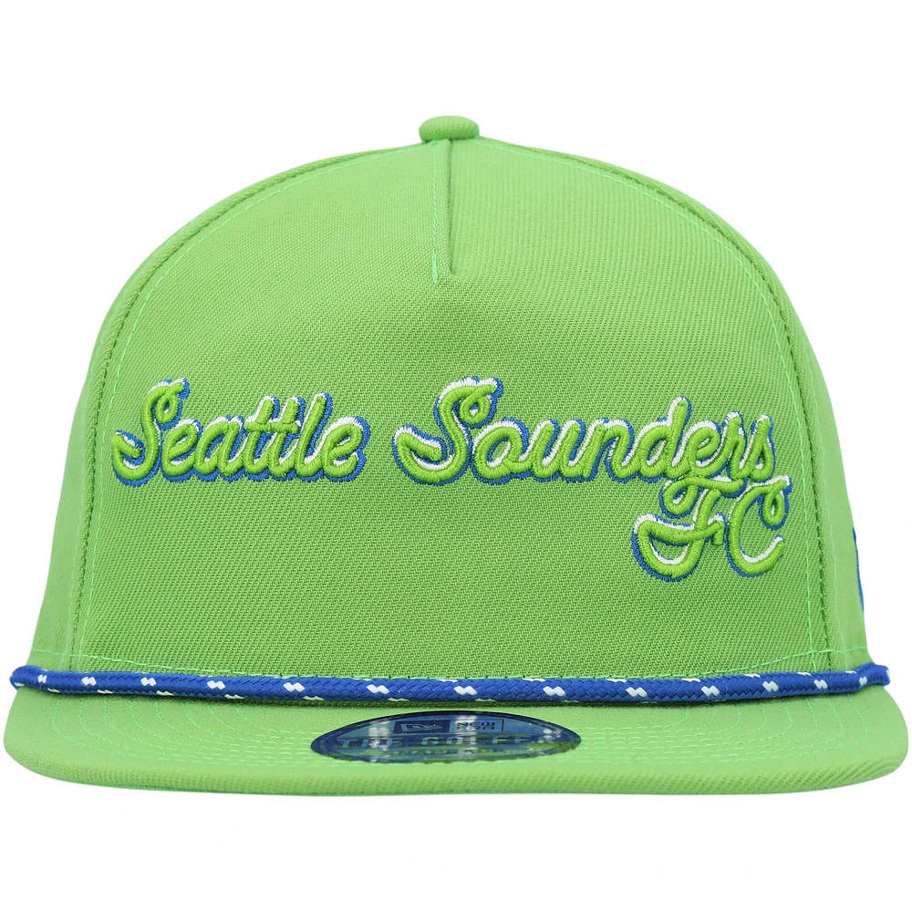 Men's New Era Rave Green Seattle Sounders FC Script Golfer Adjustable Hat