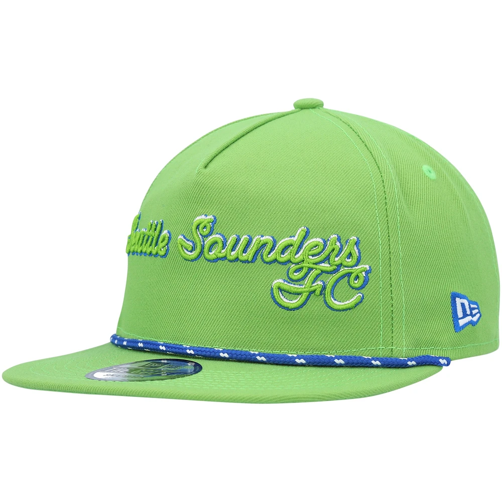 Men's New Era Rave Green Seattle Sounders FC Script Golfer Adjustable Hat