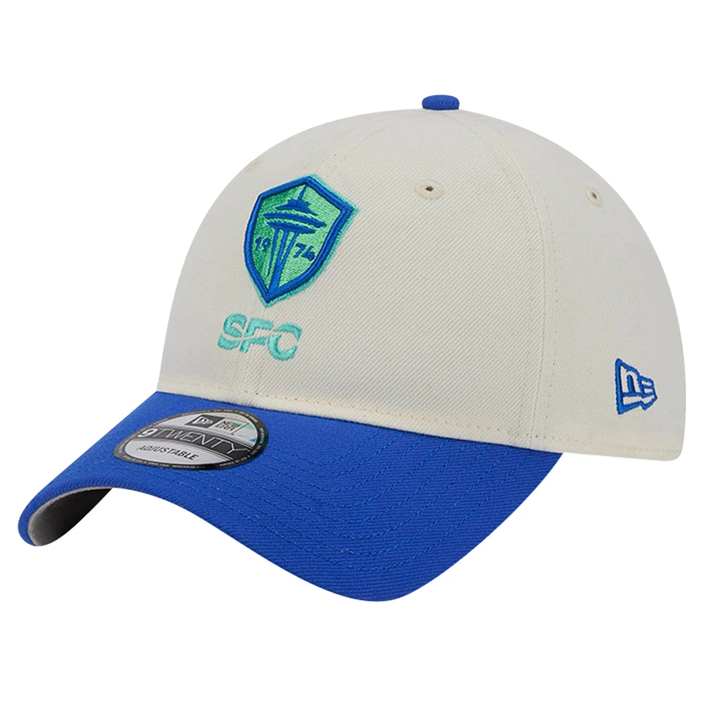 Men's New Era White Seattle Sounders FC 2024 Kick Off Collection 9TWENTY Adjustable Hat