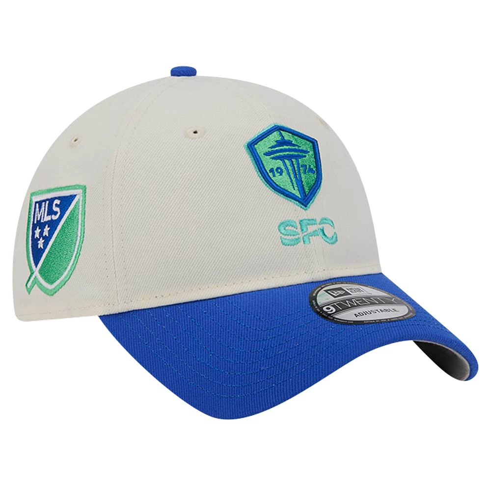 Men's New Era White Seattle Sounders FC 2024 Kick Off Collection 9TWENTY Adjustable Hat