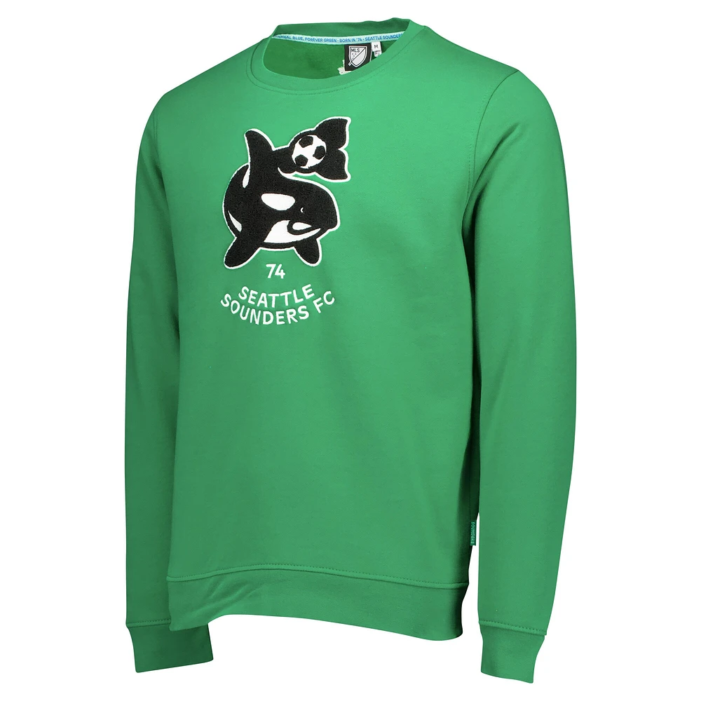 Sweat-shirt vert Seattle Sounders FC Throwback Logo Crew pour hommes