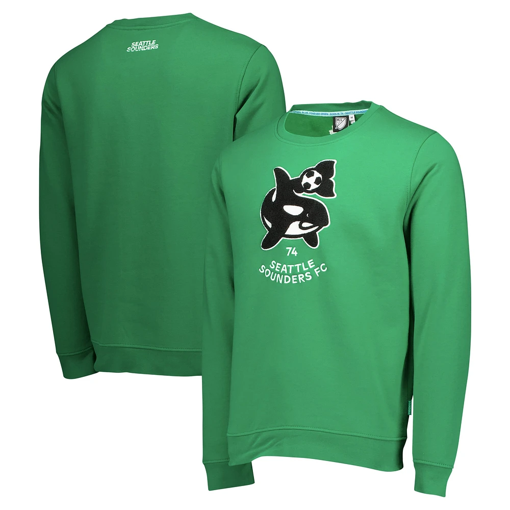 Sweat-shirt vert Seattle Sounders FC Throwback Logo Crew pour hommes