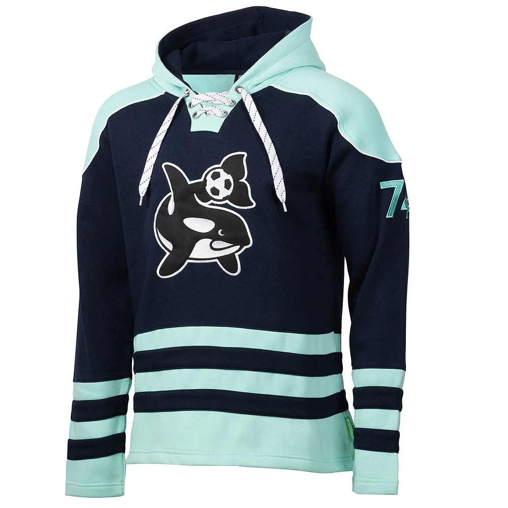 Sweat à capuche lacets pour homme, motif sport, bleu marine, Seattle Sounders FC, Hat Trick