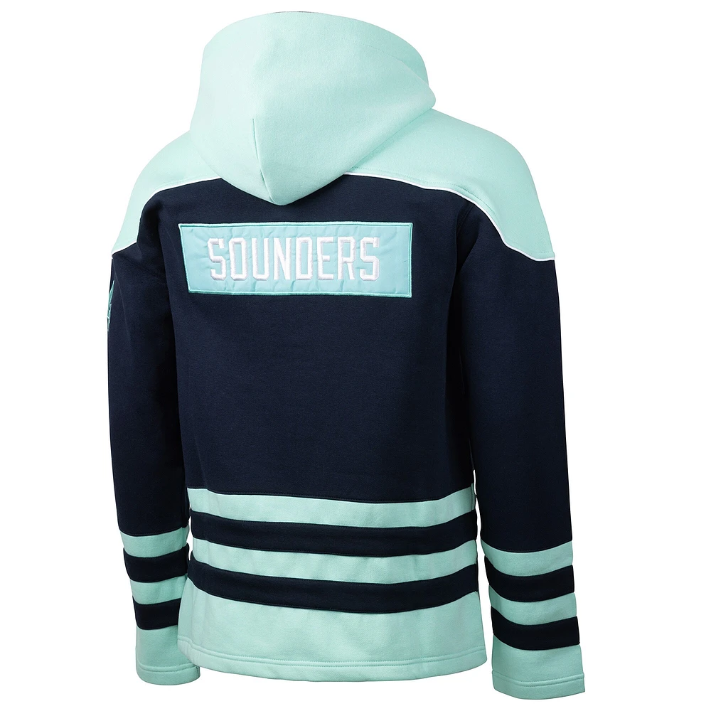 Sweat à capuche lacets pour homme, motif sport, bleu marine, Seattle Sounders FC, Hat Trick
