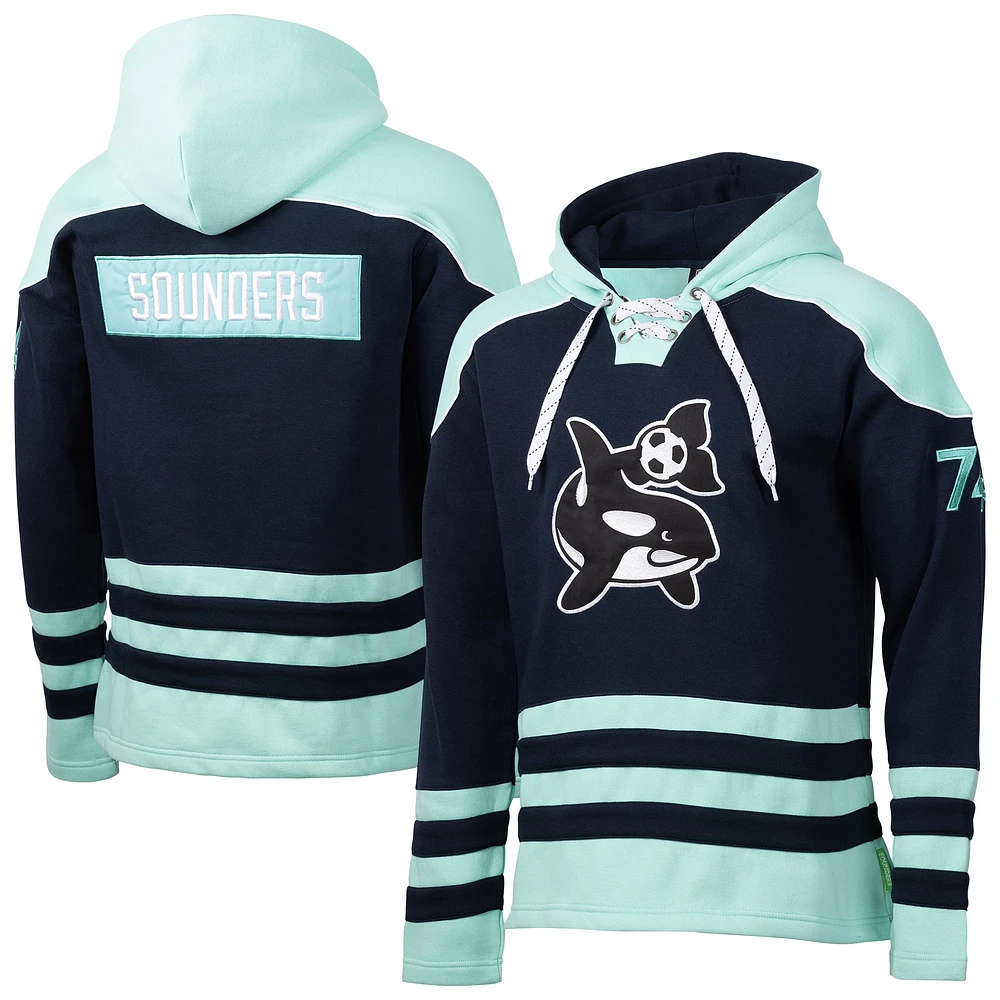 Sweat à capuche lacets pour homme, motif sport, bleu marine, Seattle Sounders FC, Hat Trick