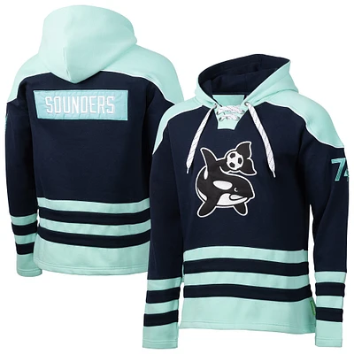 Sweat à capuche lacets pour homme, motif sport, bleu marine, Seattle Sounders FC, Hat Trick
