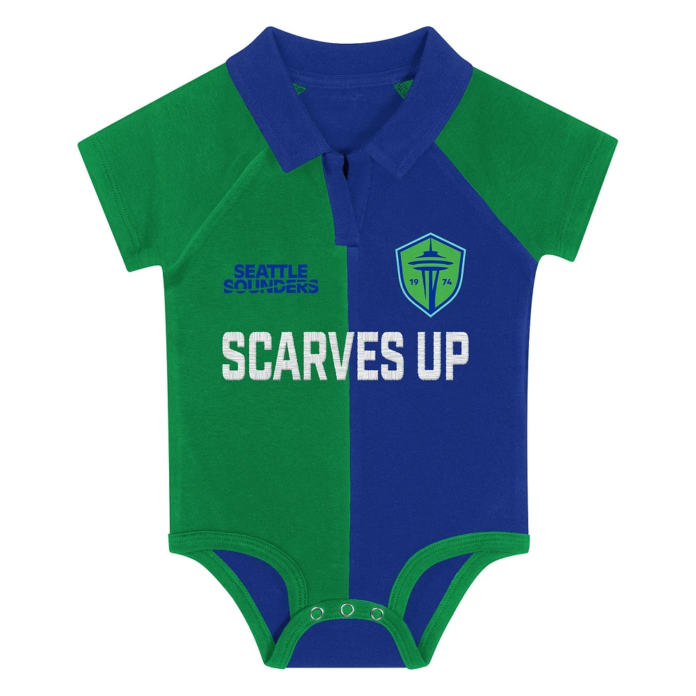 Newborn  Green Seattle Sounders FC League Champ V-Neck Raglan Bodysuit