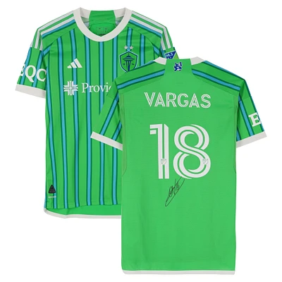 Obed Vargas Seattle Sounders FC Autographed Match-Used #18 Green adidas Jersey from the 2024 MLS Season - Size M