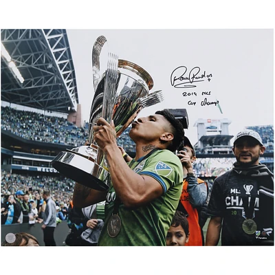 Raul Ruidiaz Seattle Sounders FC Autographed 16" x 20" 2019 MLS Cup Celebrating Photograph with "2019 MLS Cup Champ" Inscription